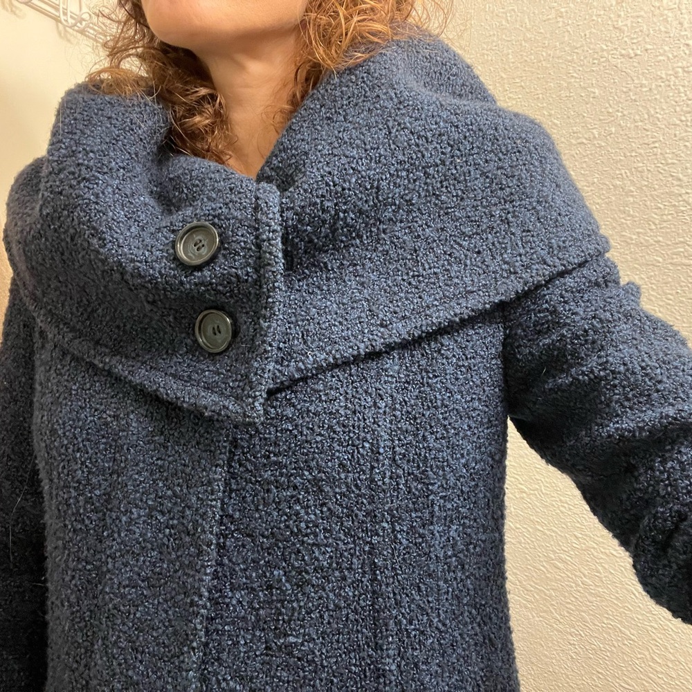 Vintage boucle long shawl collar coat